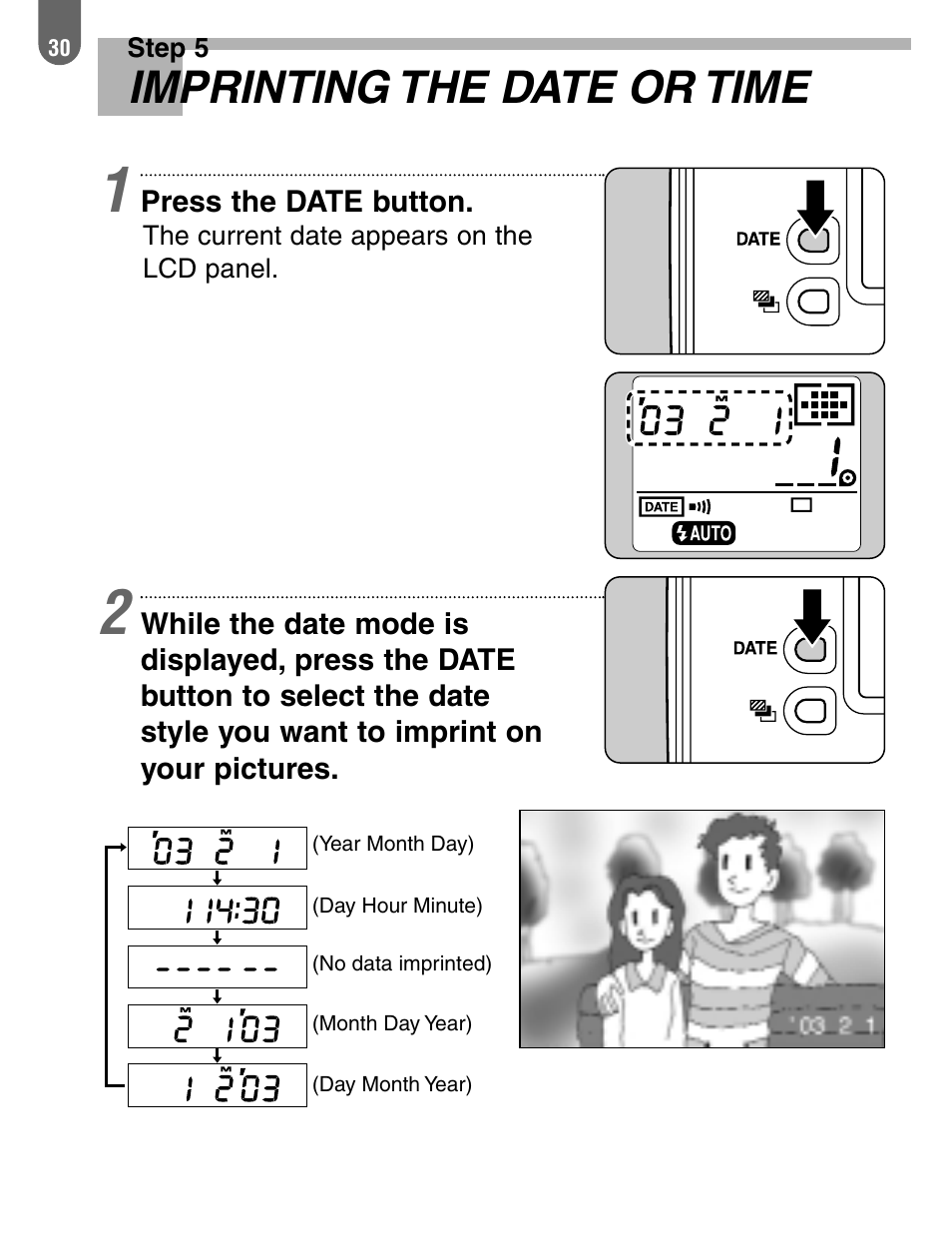 Imprinting the date or time | Pentax 57233 User Manual | Page 32 / 156