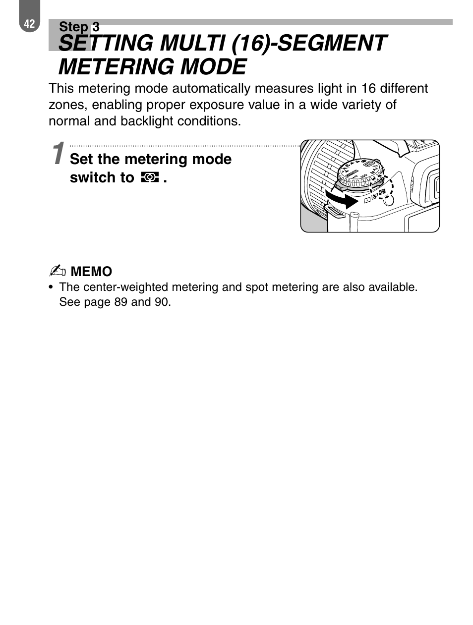 Setting multi (16)-segment metering mode | Pentax 57233 User Manual | Page 44 / 156