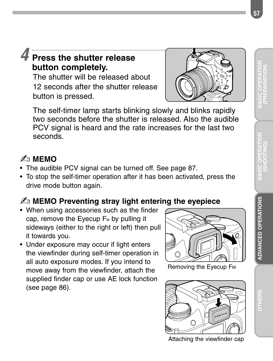 Press the shutter release button completely | Pentax 57233 User Manual | Page 59 / 156