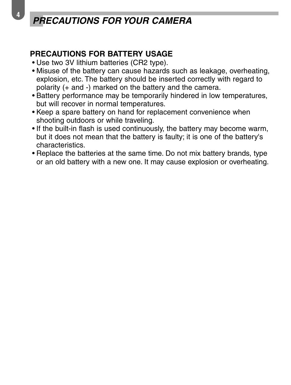 Precautions for your camera | Pentax 57233 User Manual | Page 6 / 156