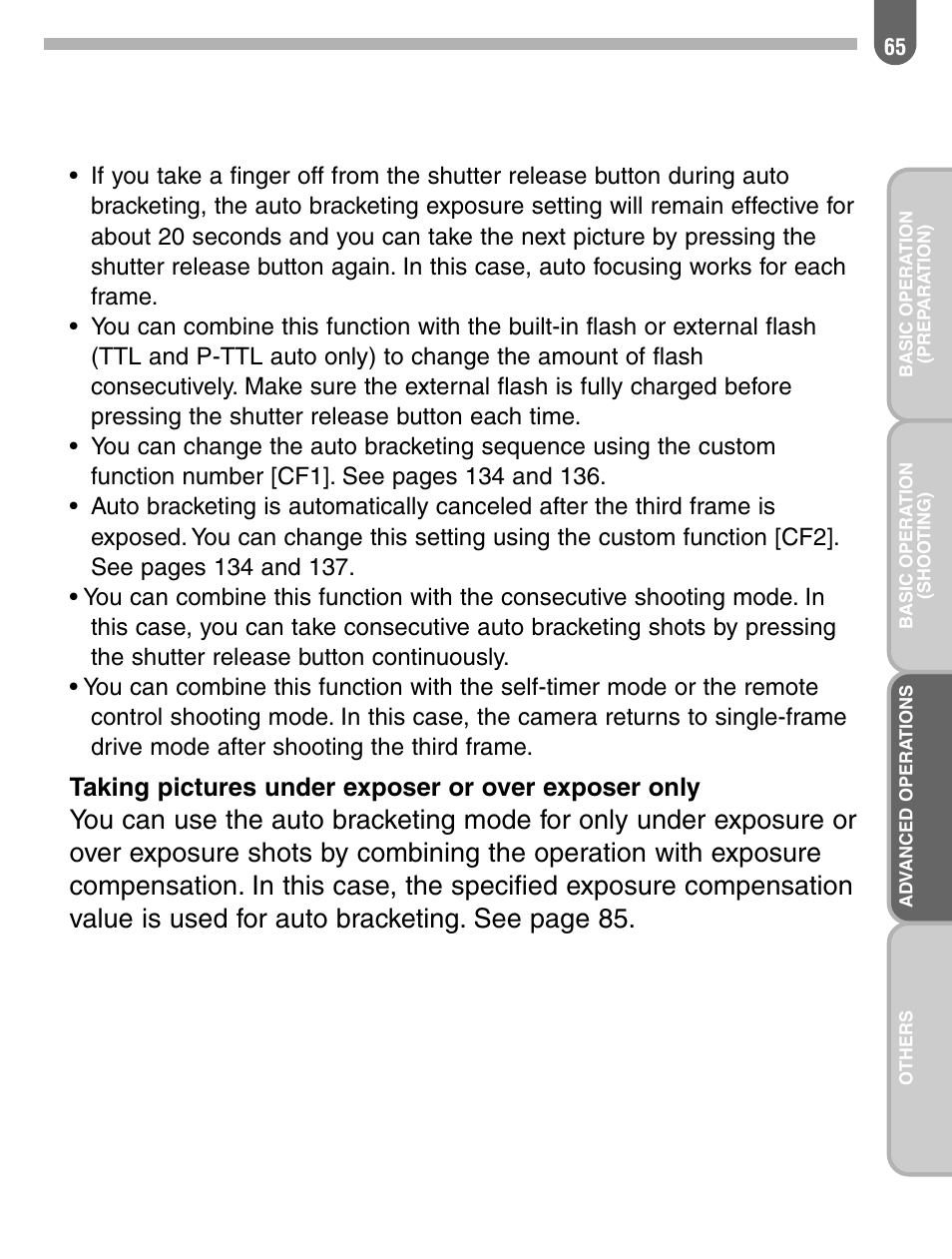 Taking pictures under exposer or over exposer only | Pentax 57233 User Manual | Page 67 / 156
