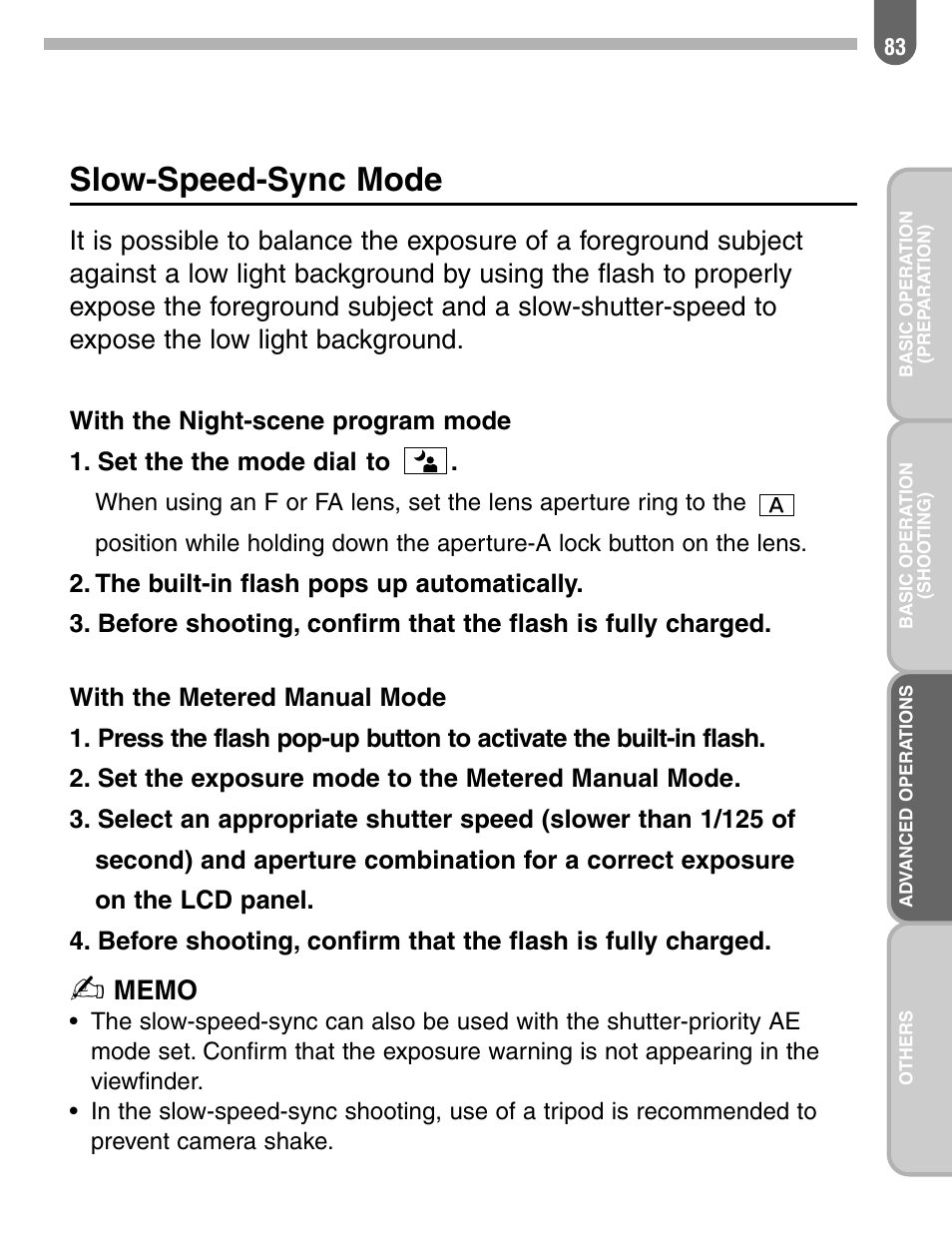 Slow-speed-sync mode | Pentax 57233 User Manual | Page 85 / 156