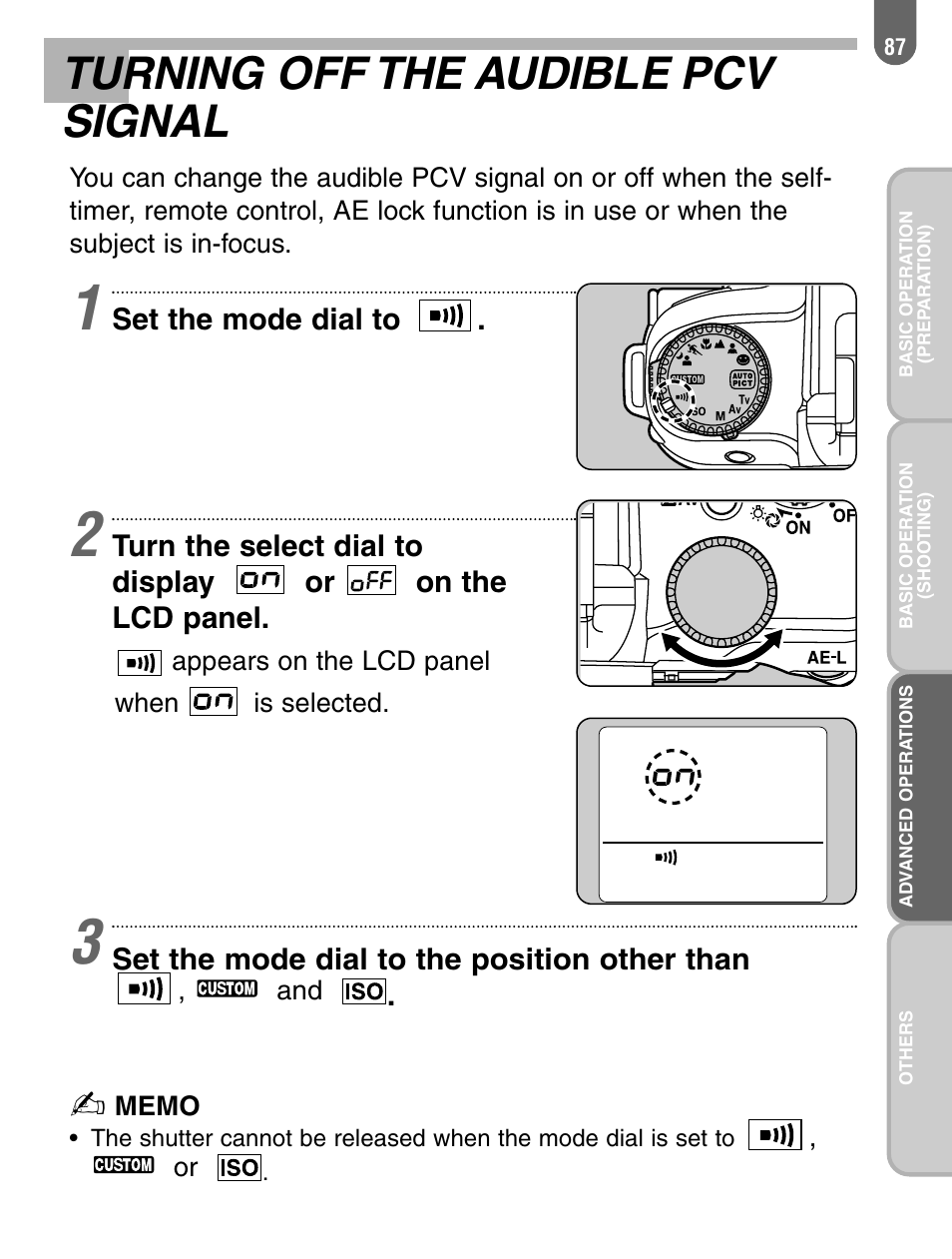 Turning off the audible pcv signal | Pentax 57233 User Manual | Page 89 / 156