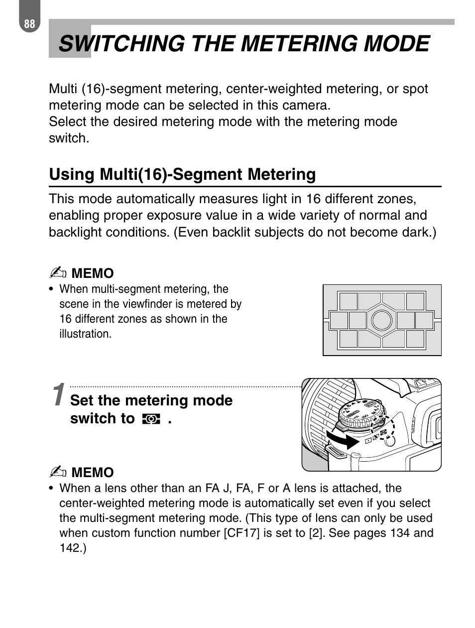 Switching the metering mode | Pentax 57233 User Manual | Page 90 / 156