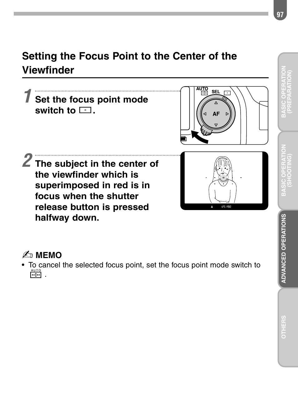Set the focus point mode switch to | Pentax 57233 User Manual | Page 99 / 156