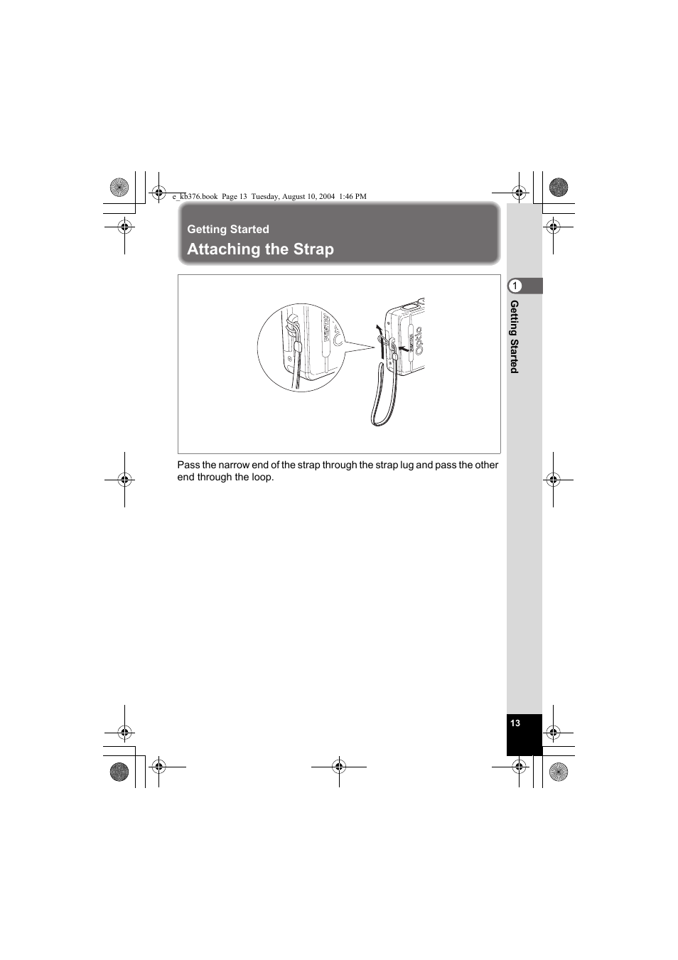 Attaching the strap | Pentax Optio S50 User Manual | Page 15 / 138