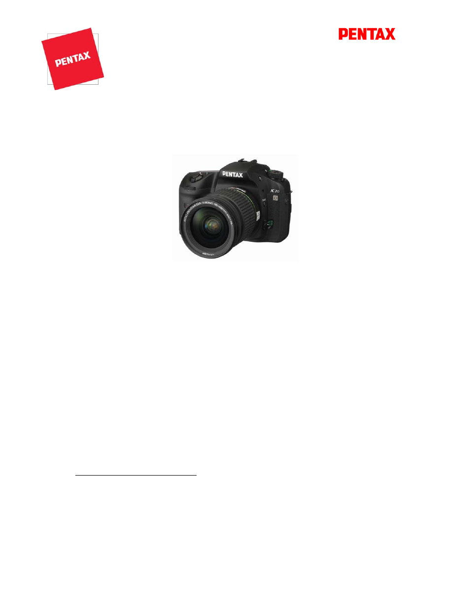 Pentax K20D User Manual | 6 pages