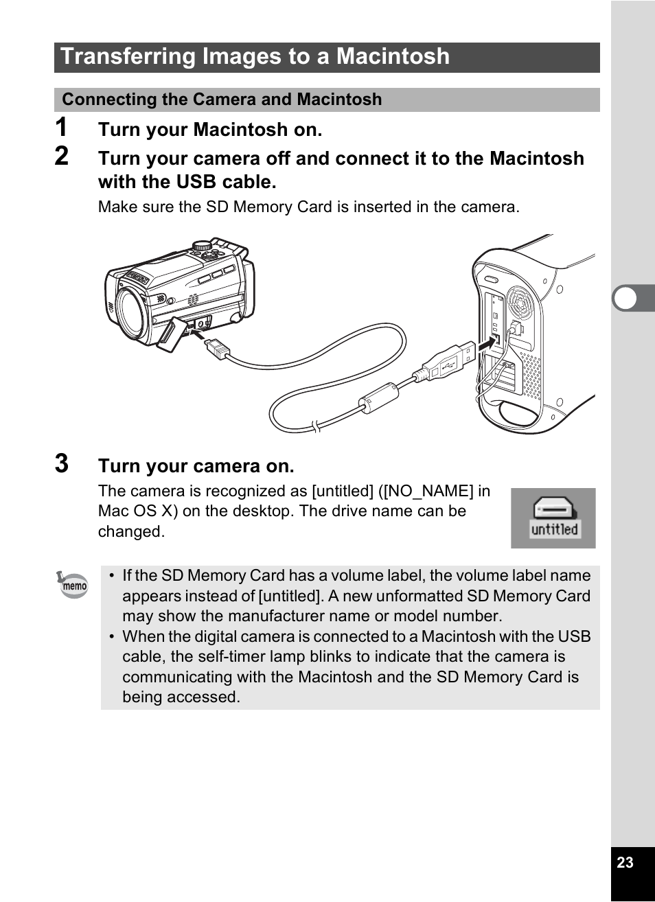 Transferring images to a macintosh | Pentax Optio MX4 User Manual | Page 25 / 68