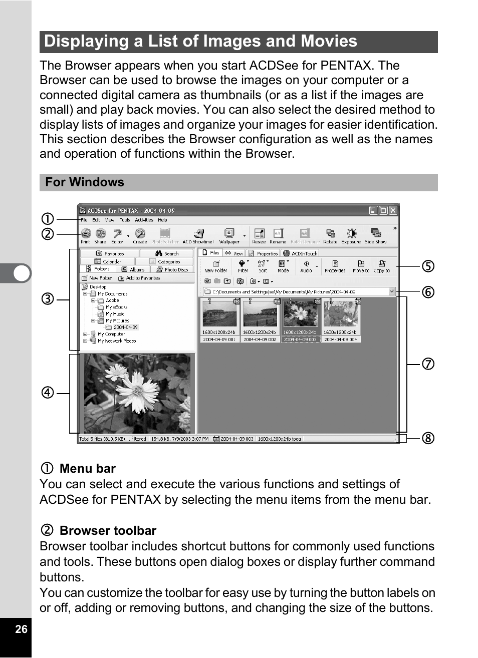 Displaying a list of images and movies | Pentax Optio MX4 User Manual | Page 28 / 68