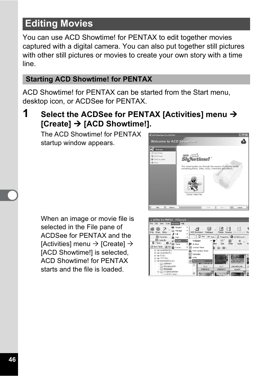 Editing movies | Pentax Optio MX4 User Manual | Page 48 / 68