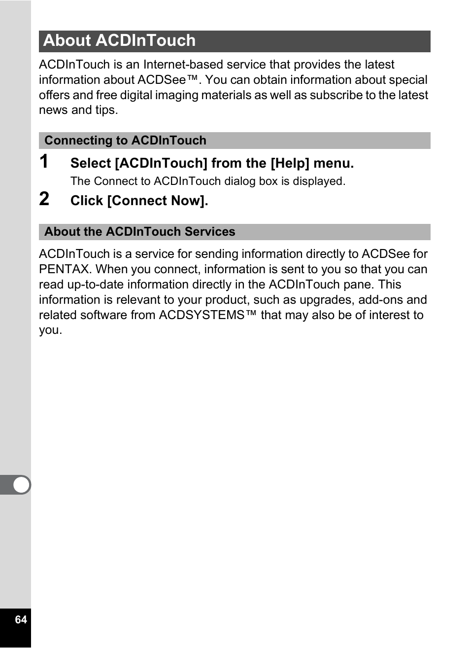 About acdintouch | Pentax Optio MX4 User Manual | Page 66 / 68