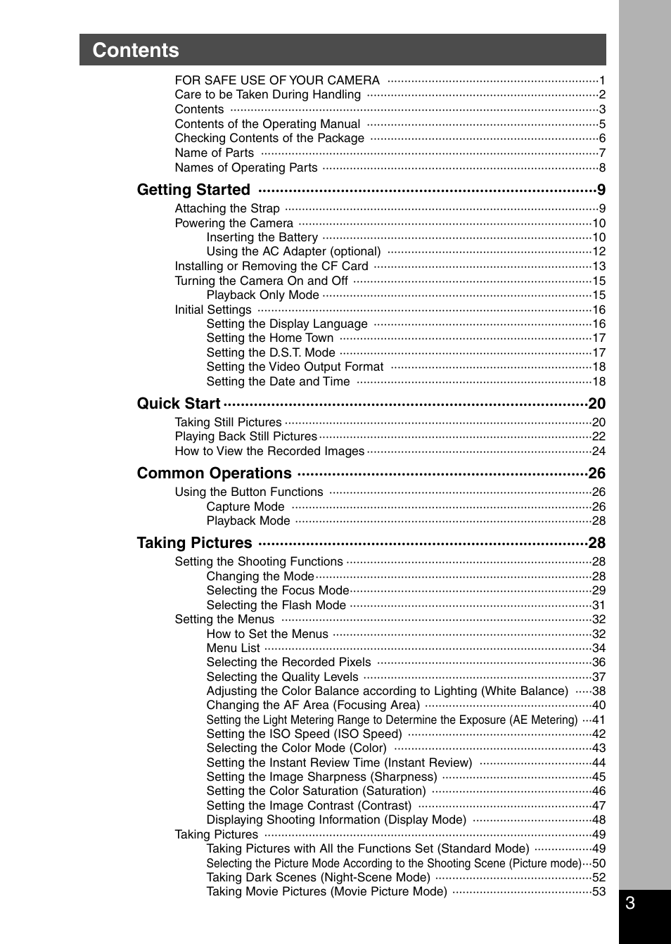 Pentax Optio 330 GS User Manual | Page 5 / 116