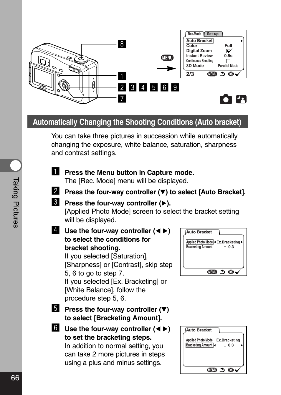 66 t aking pictures | Pentax Optio 330 GS User Manual | Page 68 / 116