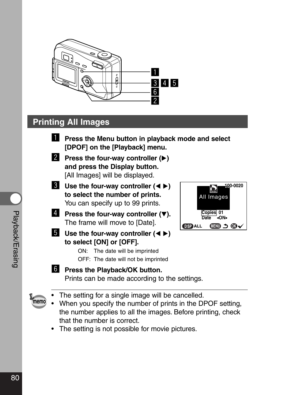 Printing all images | Pentax Optio 330 GS User Manual | Page 82 / 116