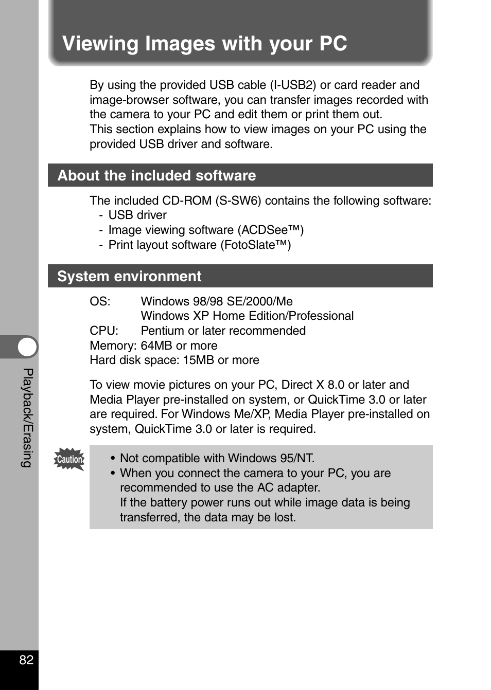 Viewing images with your pc | Pentax Optio 330 GS User Manual | Page 84 / 116