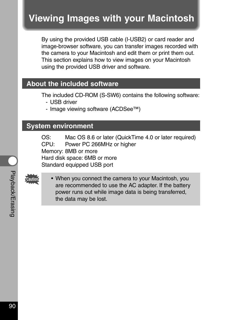 Viewing images with your macintosh | Pentax Optio 330 GS User Manual | Page 92 / 116