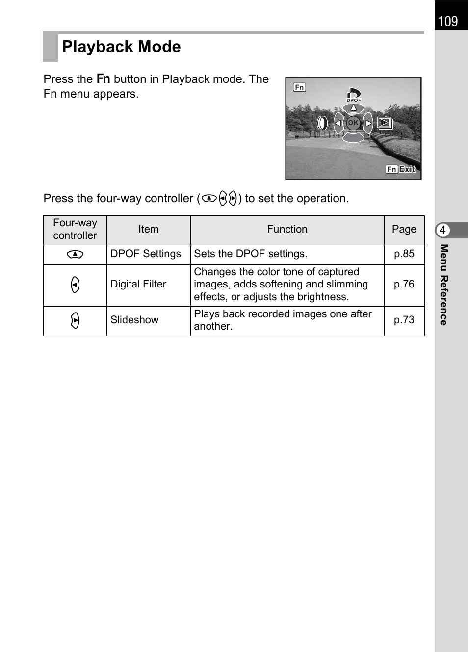 Playback mode | Pentax K 100D Super User Manual | Page 111 / 220