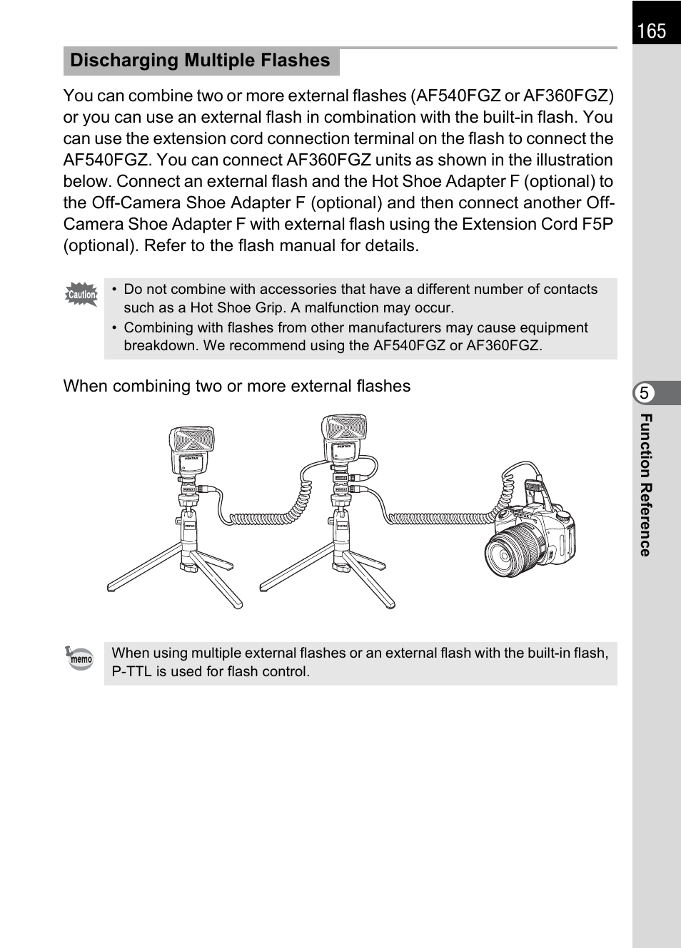 Discharging multiple flashes | Pentax K 100D Super User Manual | Page 167 / 220