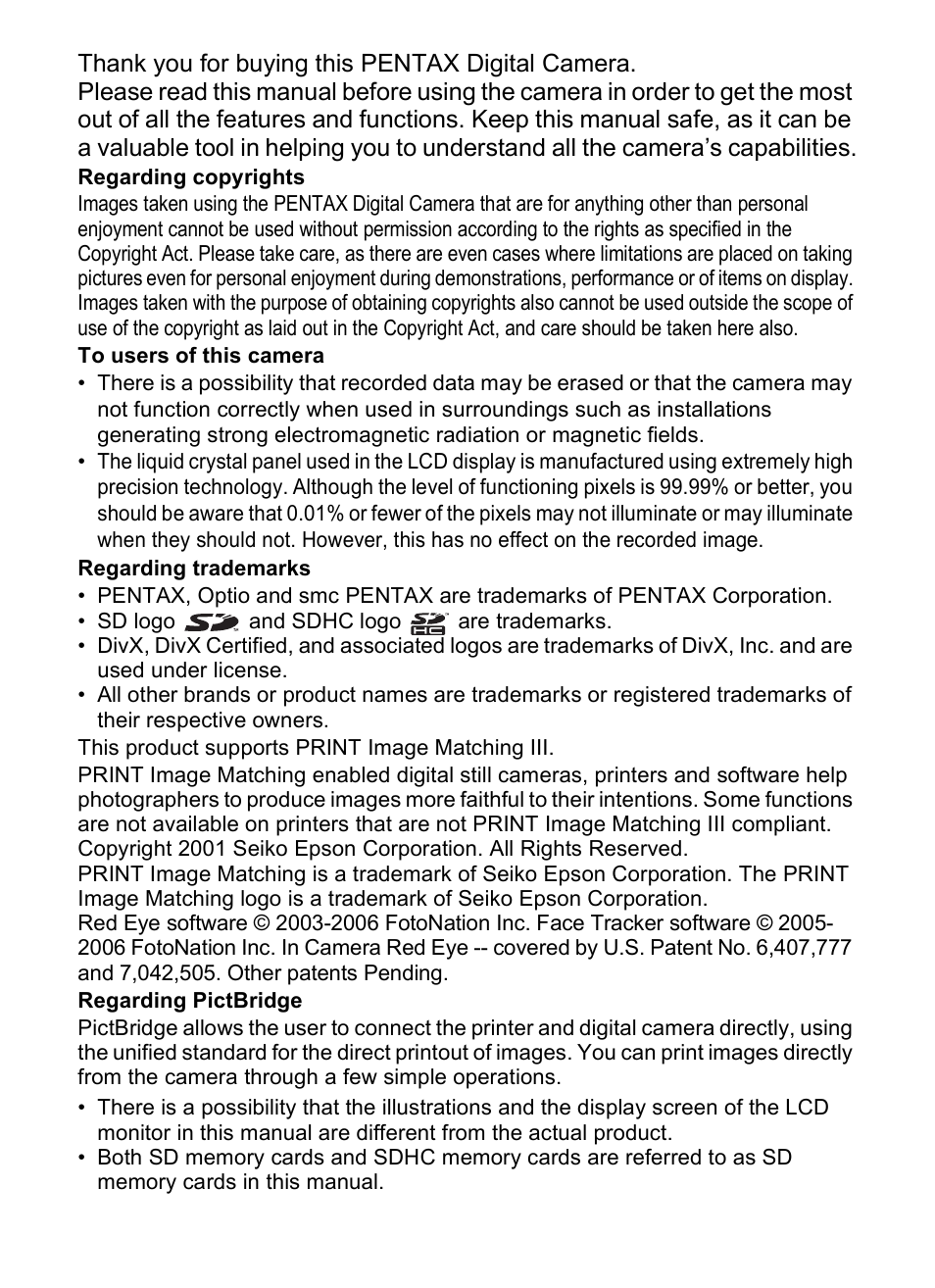 Pentax A30E User Manual | Page 2 / 203