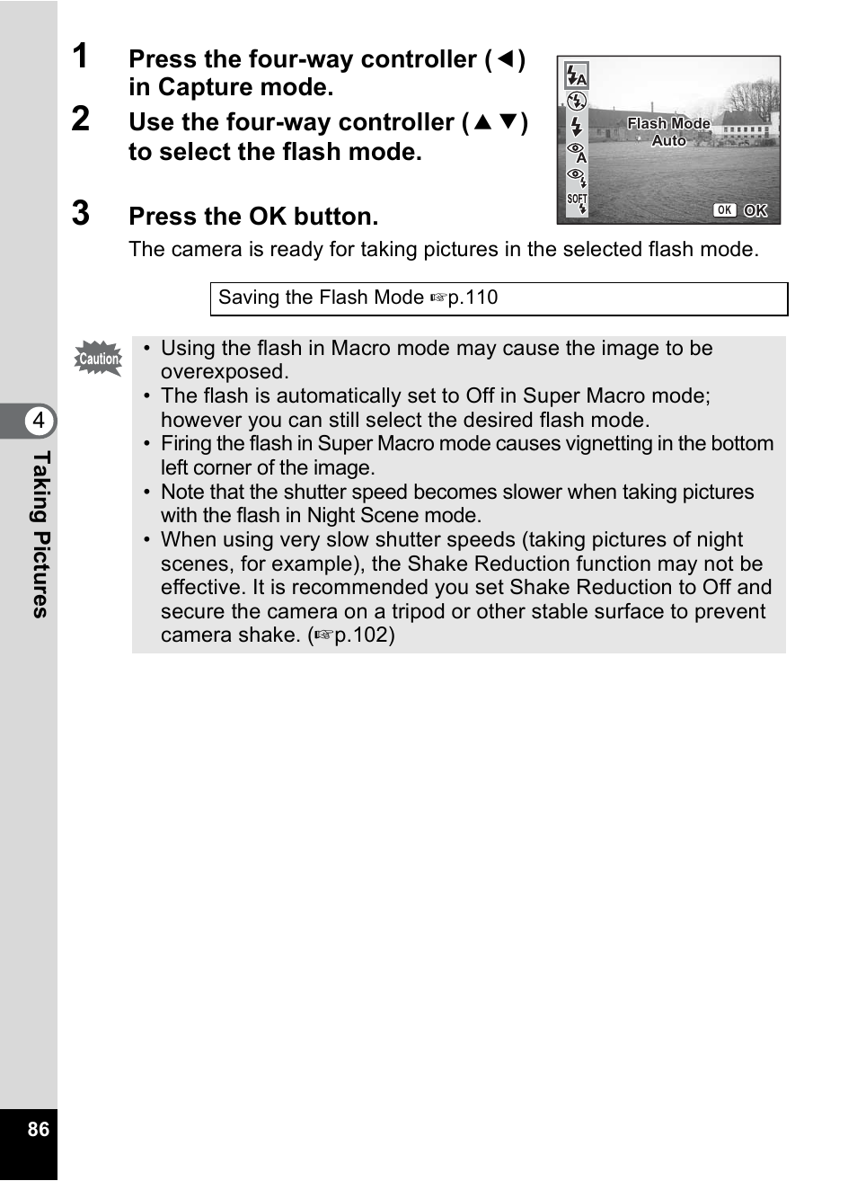 Press the ok button | Pentax A30E User Manual | Page 88 / 203