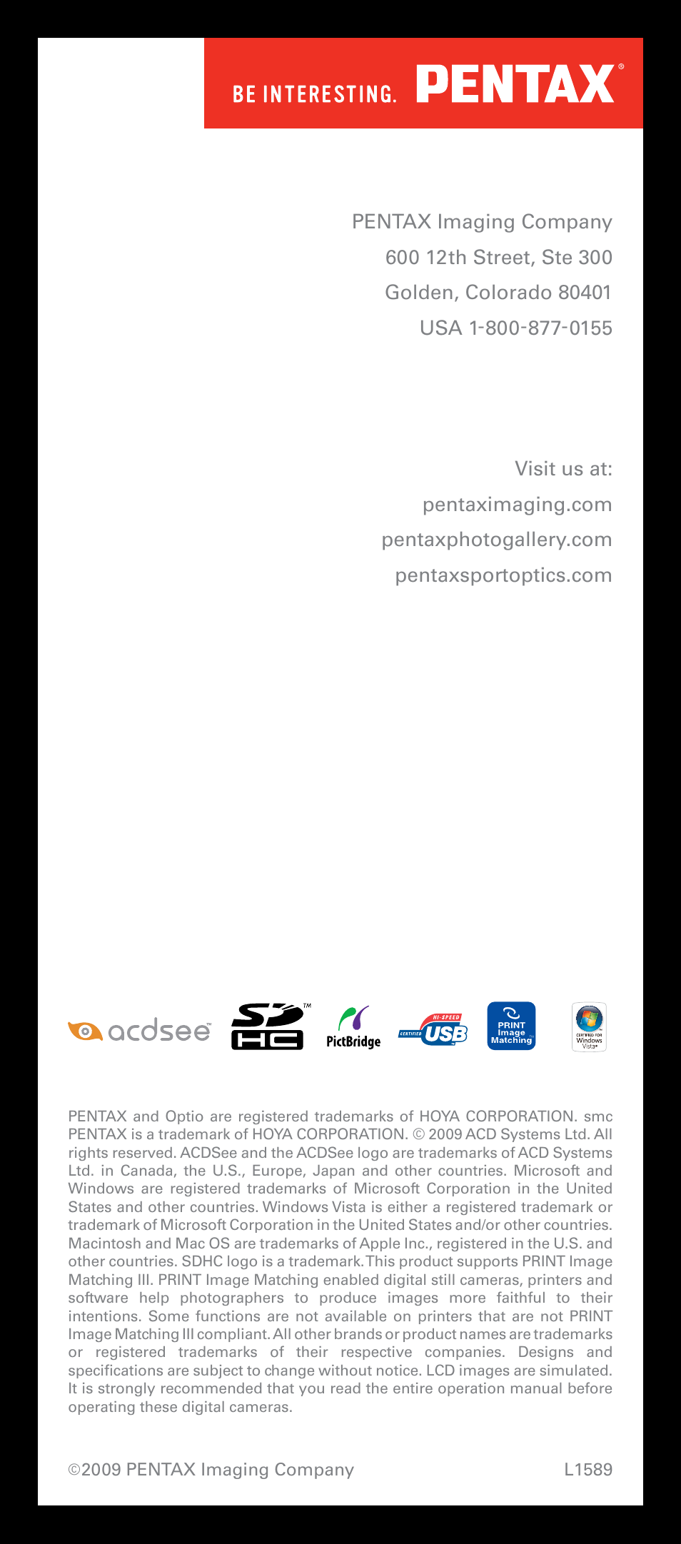 Pentax P70 User Manual | Page 20 / 20