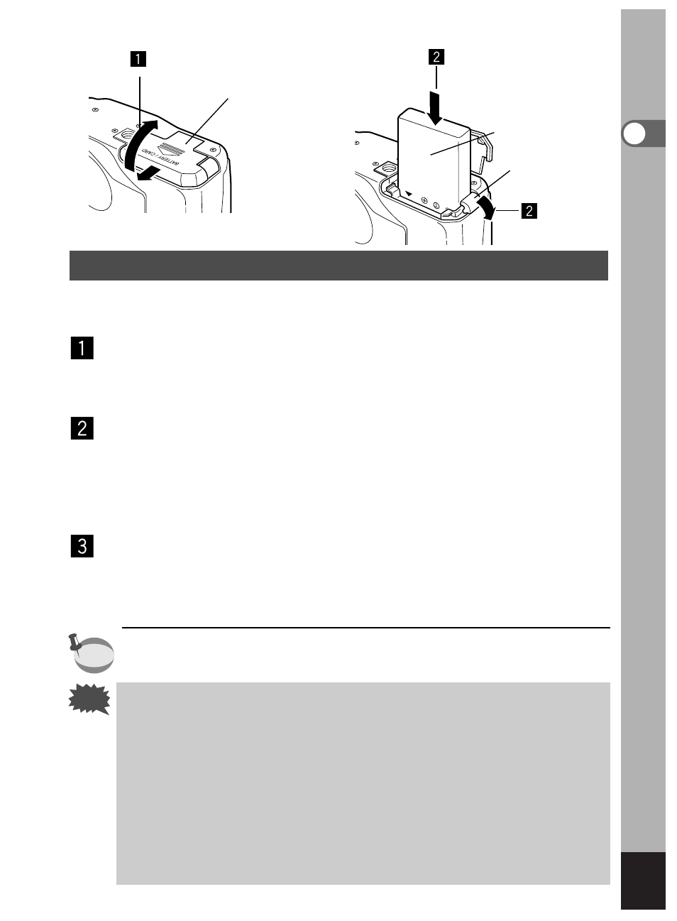 Installing the battery | Pentax Optio 450 User Manual | Page 15 / 156