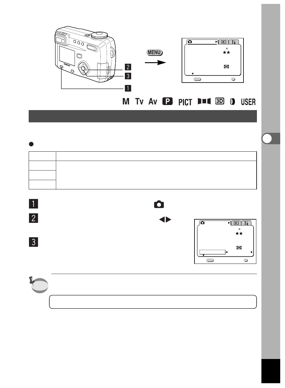 Setting the sensitivity, Select [sensitivity] on the [ rec.mode] menu, Press the ok button | Zc x | Pentax Optio 450 User Manual | Page 51 / 156