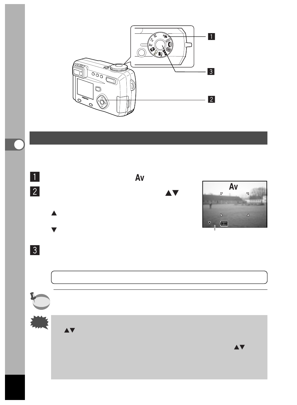 Set the mode dial to, Press the shutter release button | Pentax Optio 450 User Manual | Page 56 / 156