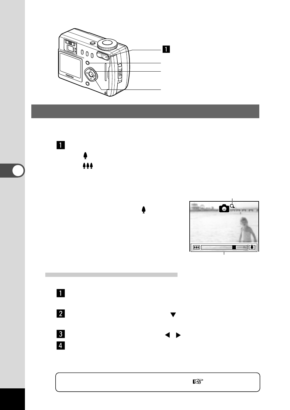 Changing the size of the subject | Pentax Optio 330 User Manual | Page 42 / 96
