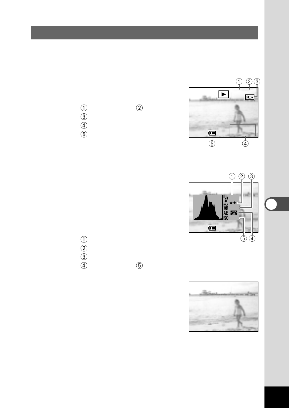 Displaying shooting information (display mode) | Pentax Optio 330 User Manual | Page 57 / 96