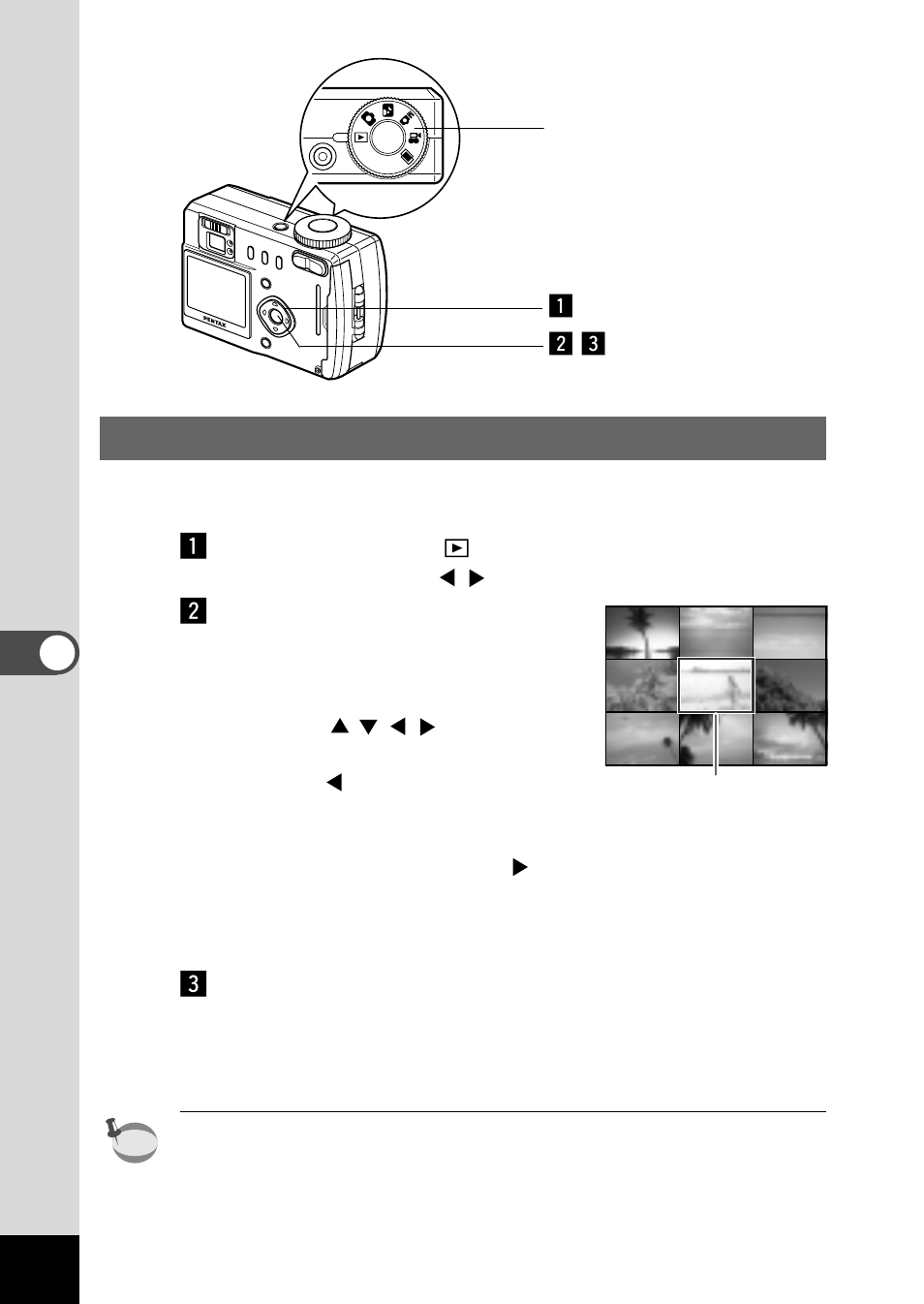 Nine-image display | Pentax Optio 330 User Manual | Page 58 / 96