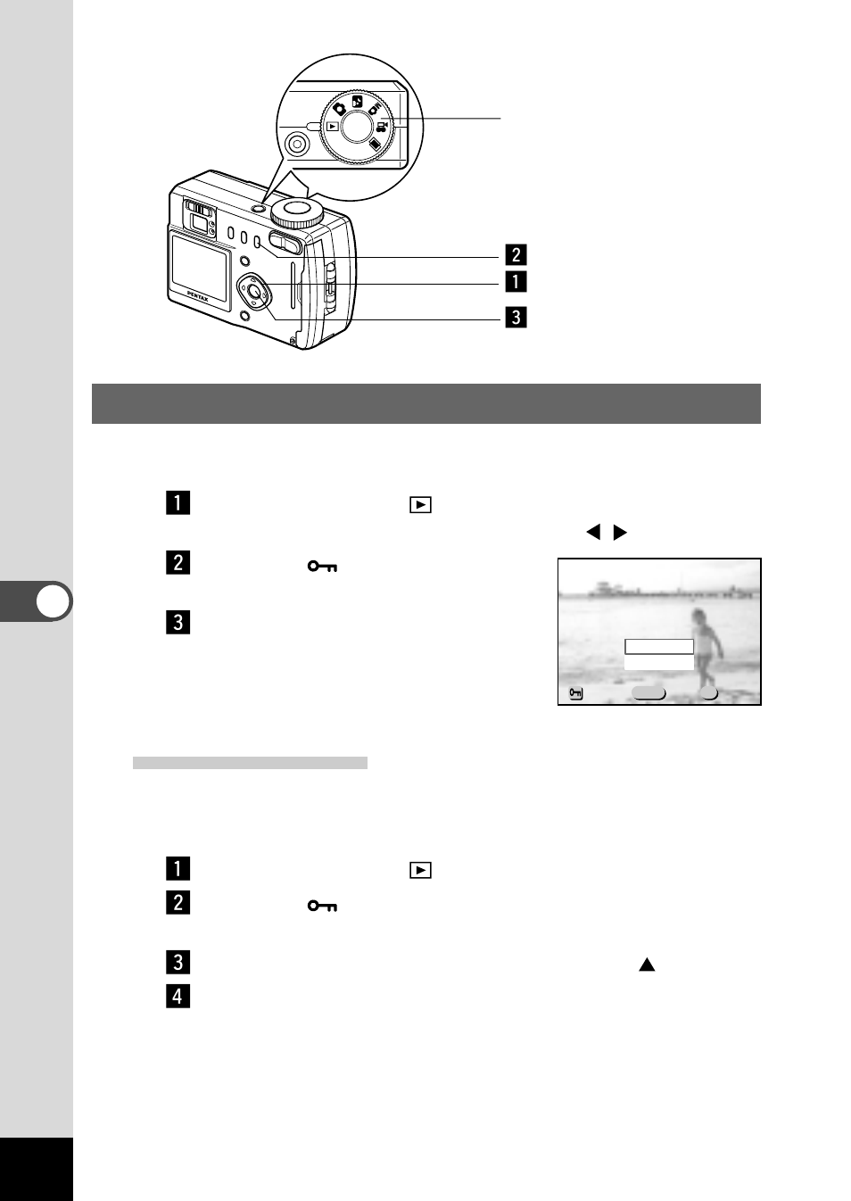 Protecting images from deletion (protect), Protecting all images, Cz x | Pentax Optio 330 User Manual | Page 62 / 96