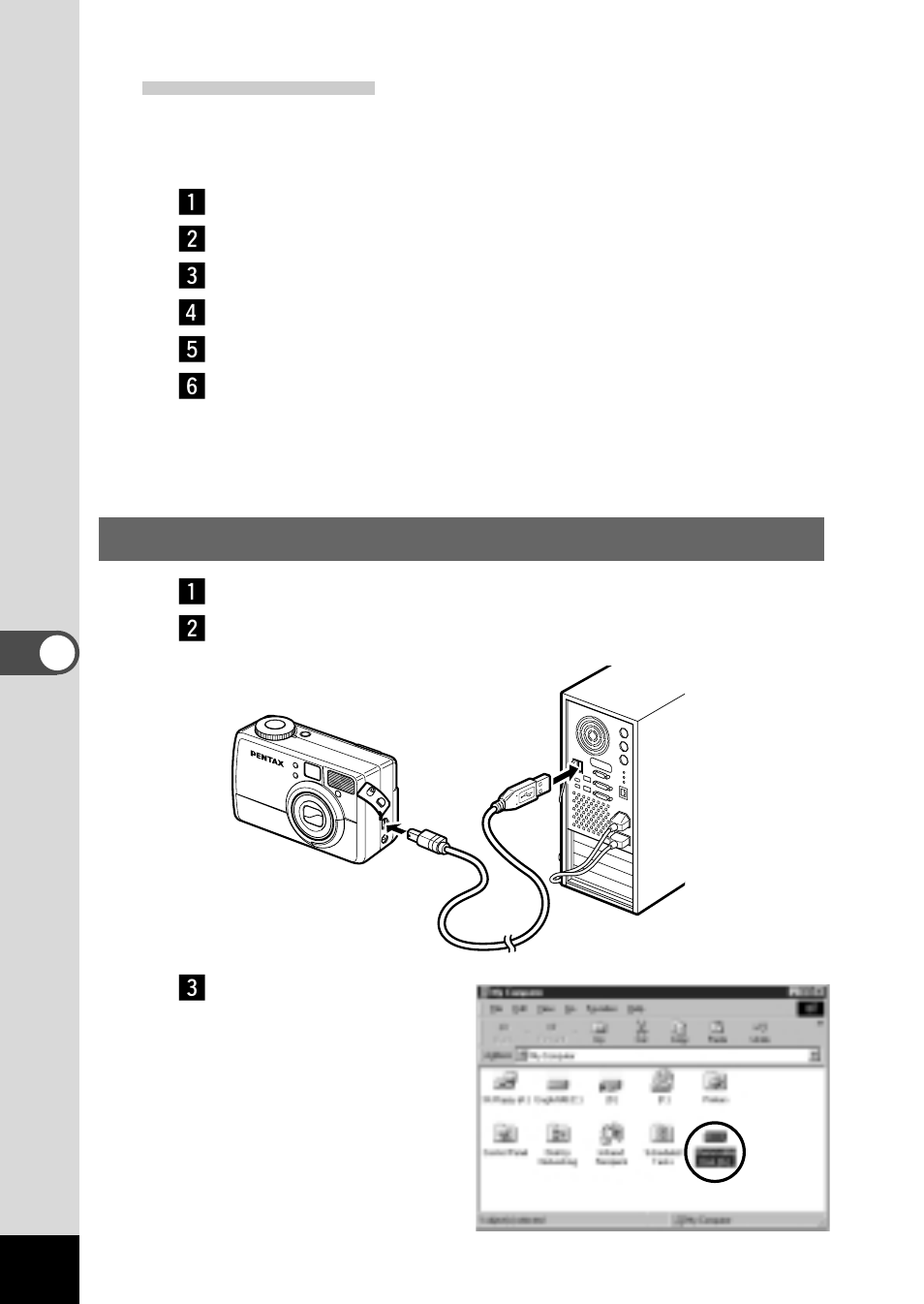 Connecting the camera and pc z | Pentax Optio 330 User Manual | Page 68 / 96