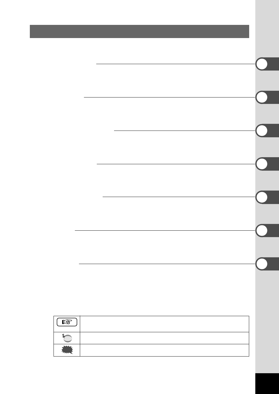 Contents of the operating manual | Pentax Optio 330 User Manual | Page 7 / 96