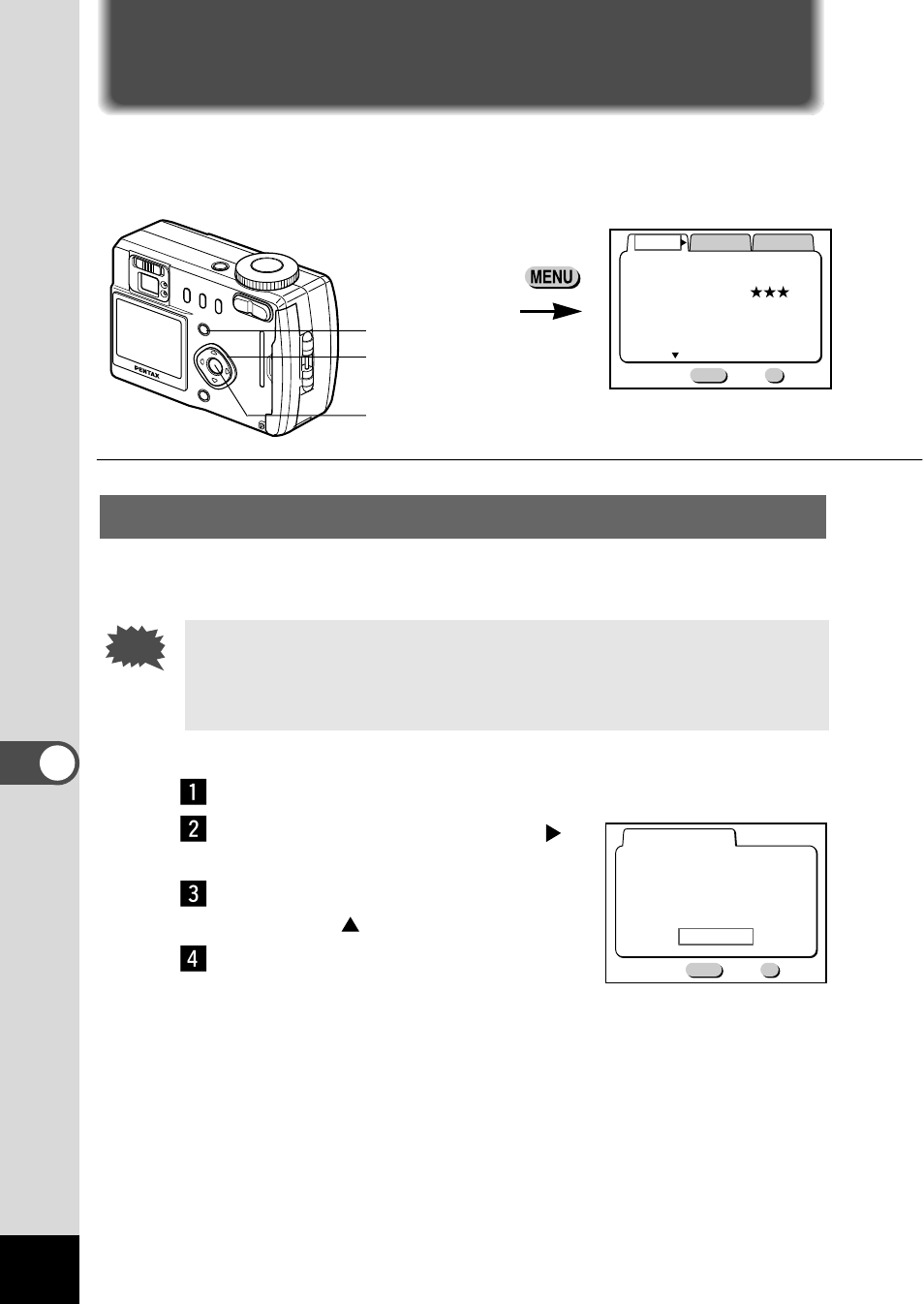 Camera settings, Formatting a cf card | Pentax Optio 330 User Manual | Page 74 / 96