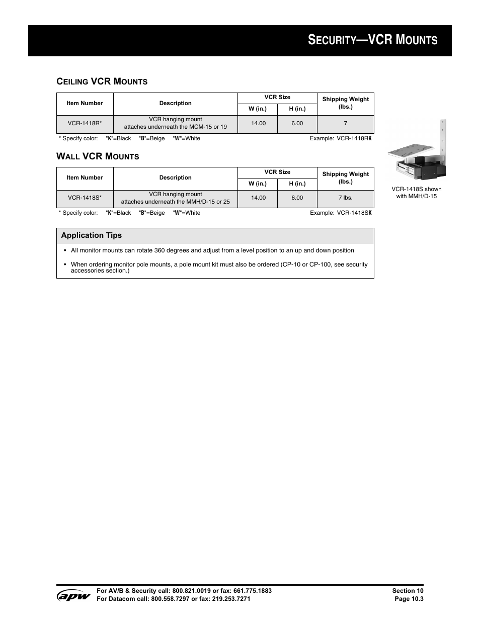 Vcr m, Ecurity, Ounts | Pentax MCM-2 User Manual | Page 3 / 4