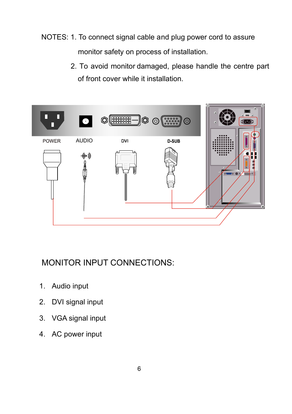 Monitor input connections | PRESTIGIO P7240W User Manual | Page 9 / 14