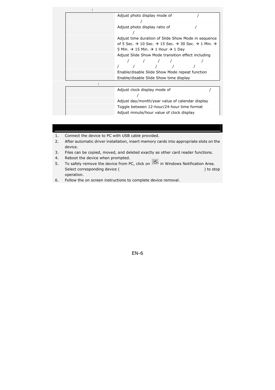 Card reader function, En-6 | PRESTIGIO 107 User Manual | Page 6 / 7