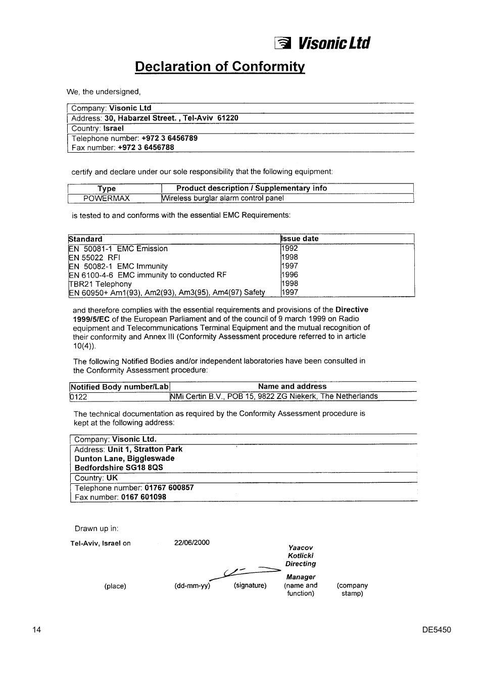 PowerMax DE5450 User Manual | Page 14 / 16