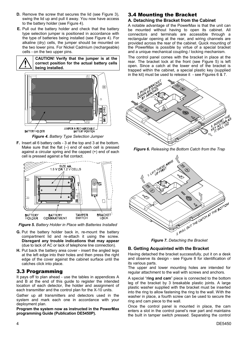 3 programming, 4 mounting the bracket | PowerMax DE5450 User Manual | Page 4 / 16