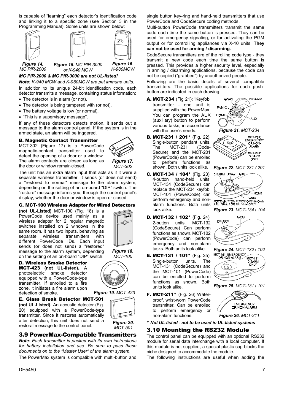 9 powermax-compatible transmitters | PowerMax DE5450 User Manual | Page 7 / 16