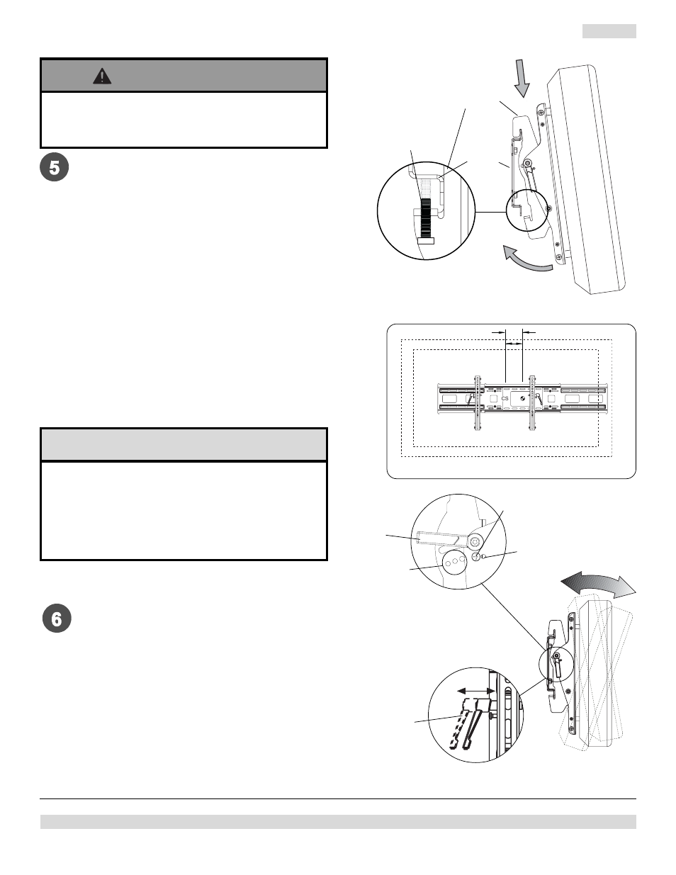 Advertencia, Atención, Bb y cc aa | Cómo montar y remover la pantalla de panel plano, Detail 1 detail 2 fig 6.1, Fig 5.1 fig 5.2, Detail 3 | Peerless Industries OneMount RTONE User Manual | Page 22 / 33