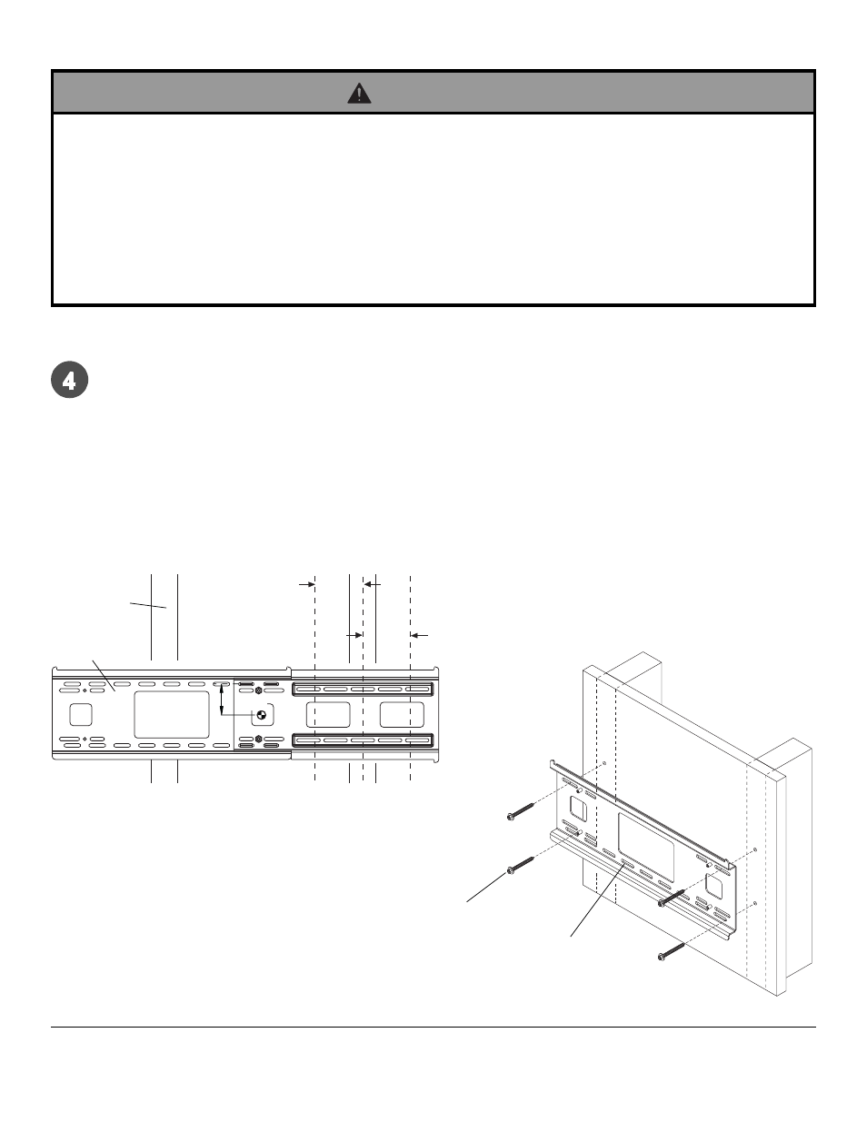 Warning, Dd aa, Installation to double wood stud wall | Fig. 4.1, Fig. 4.2 | Peerless Industries OneMount RTONE User Manual | Page 8 / 33