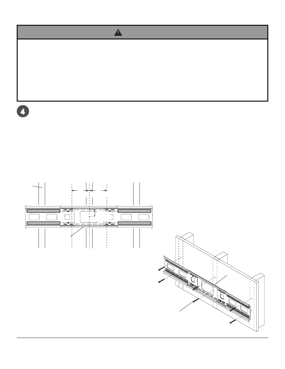 Warning, Dd aa, Installation to triple wood stud wall fig. 4.3 | Fig. 4.4 | Peerless Industries OneMount RTONE User Manual | Page 9 / 33