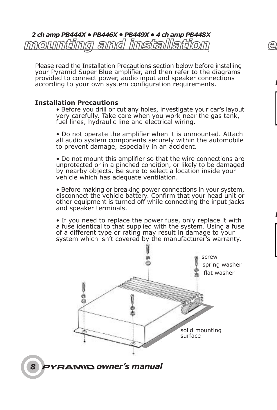 Electrical connections mounting and installation | Pyramid Technologies PB448X User Manual | Page 10 / 24