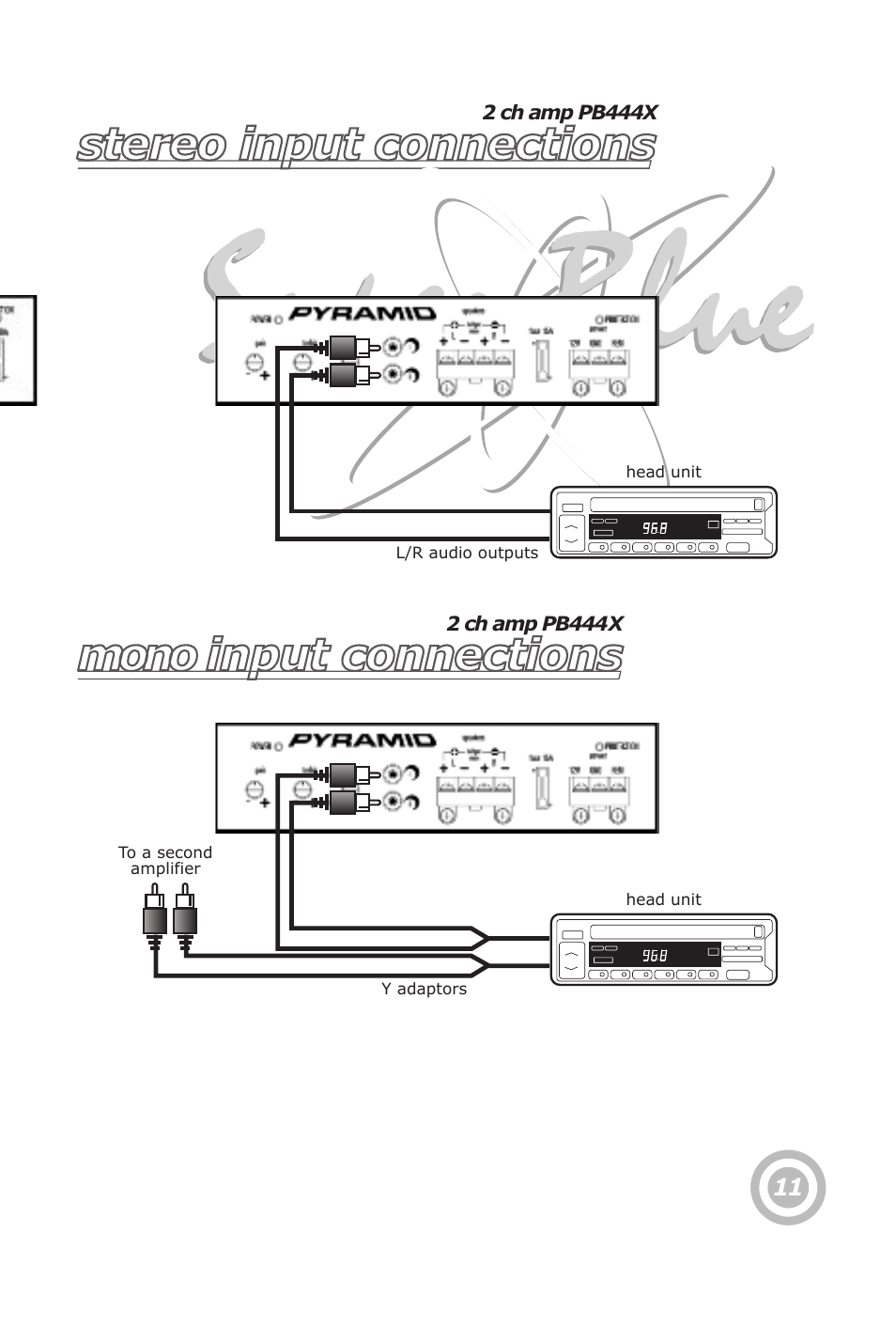 Mono input connections, Stereo input connections, Electrical connections | Pyramid Technologies PB448X User Manual | Page 13 / 24