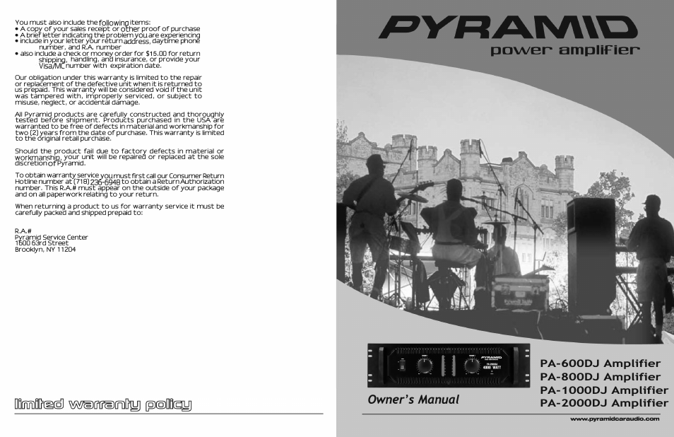 Pyramid Technologies PA-1000DJ User Manual | 4 pages