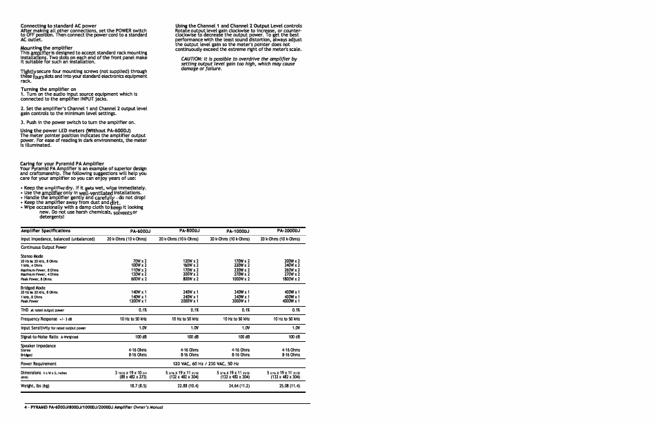 Pyramid Technologies PA-1000DJ User Manual | Page 4 / 4