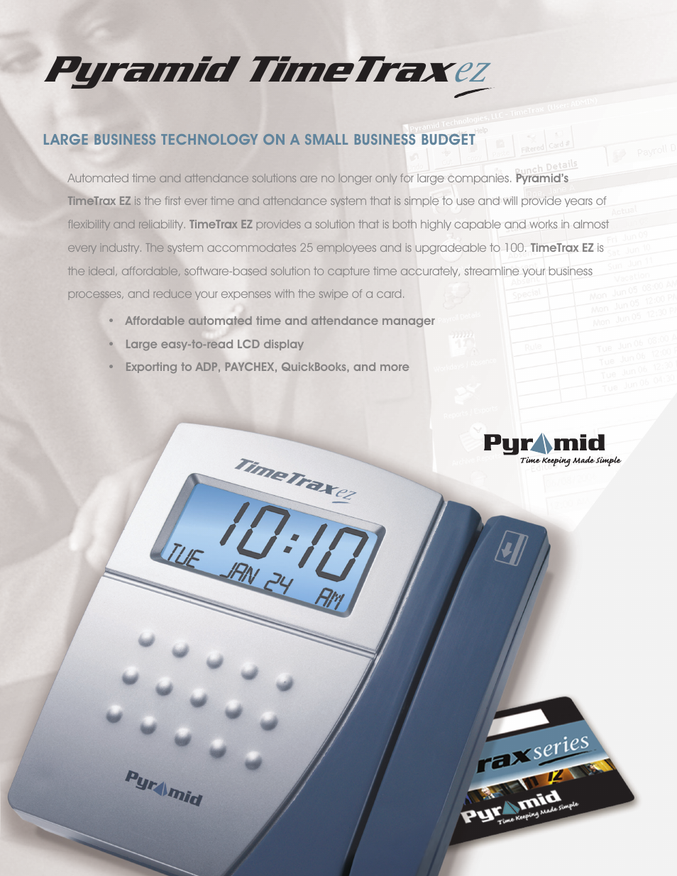Pyramid Technologies TimeTrax EZ 41304 User Manual | 2 pages