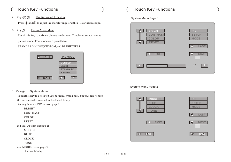 Т³гж 7, Touch key functions | Performance Teknique ICBM-1-TOUCH User Manual | Page 7 / 20